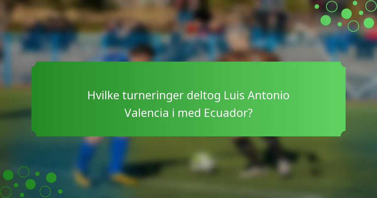 Hvilke turneringer deltog Luis Antonio Valencia i med Ecuador?