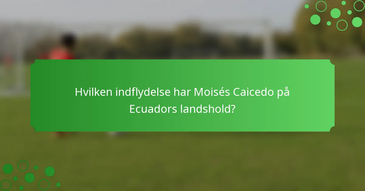 Hvilken indflydelse har Moisés Caicedo på Ecuadors landshold?