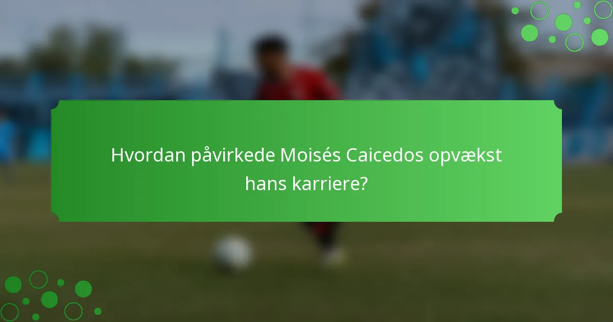 Hvordan påvirkede Moisés Caicedos opvækst hans karriere?