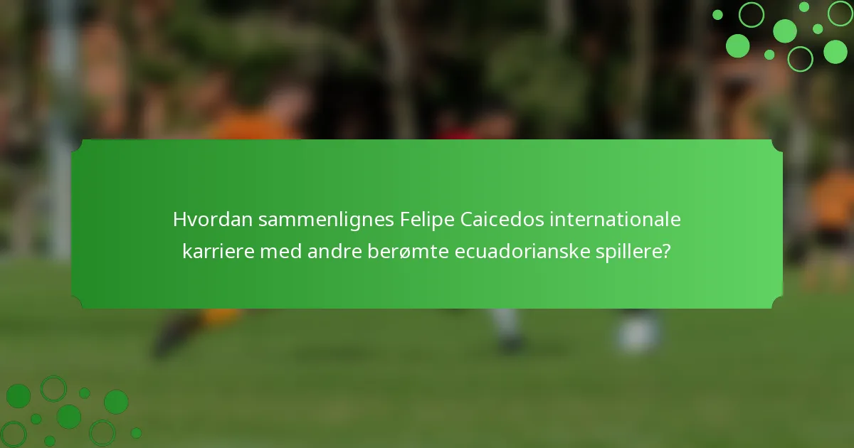 Hvordan sammenlignes Felipe Caicedos internationale karriere med andre berømte ecuadorianske spillere?